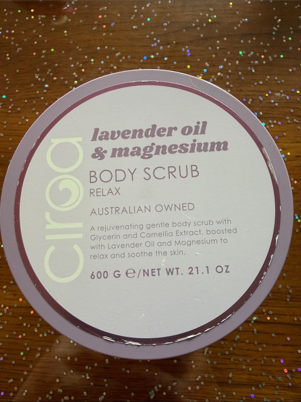 Ciroa Lavender Oil & Magnesium Body Scrub — Light Purple Lid